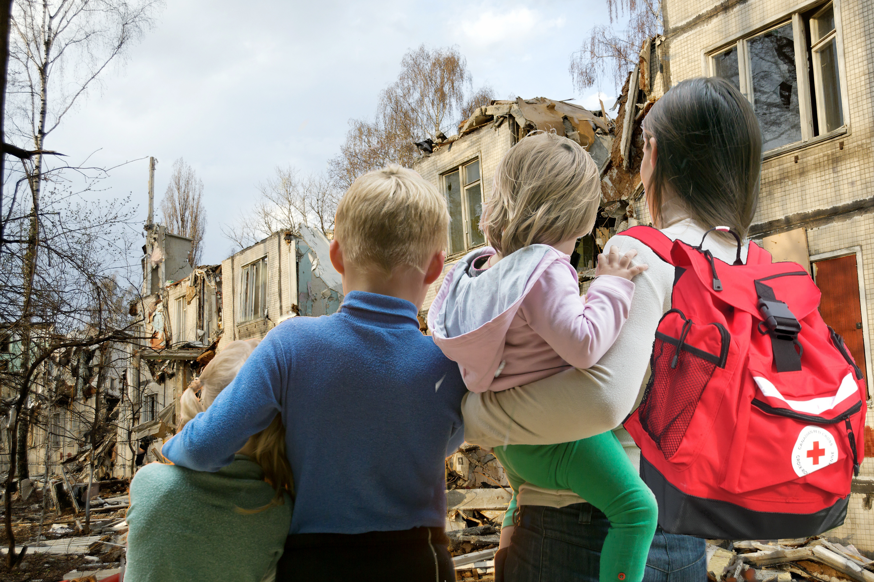 Family with Disaster Backpack