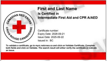 Red Cross IFA certificate