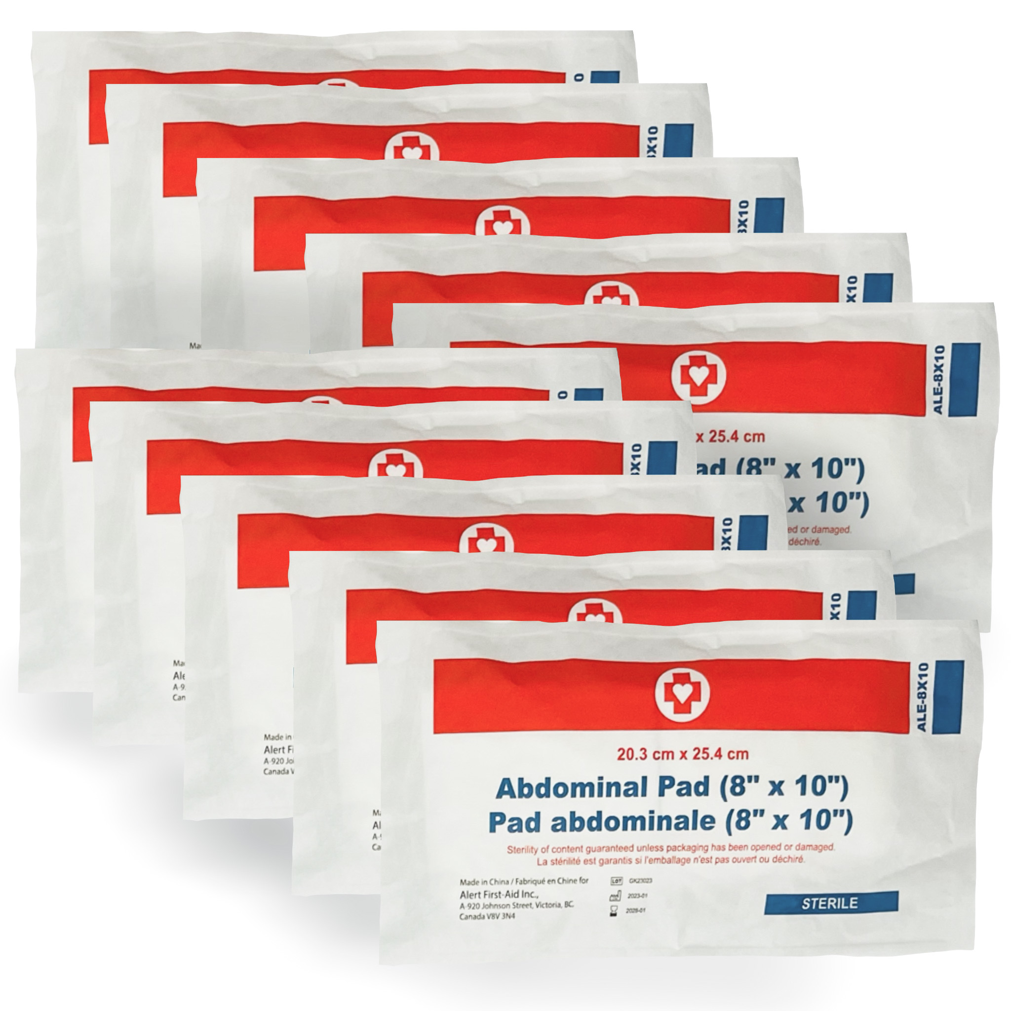 8" x 10" Sterile Abdominal Pad - Bag of 10