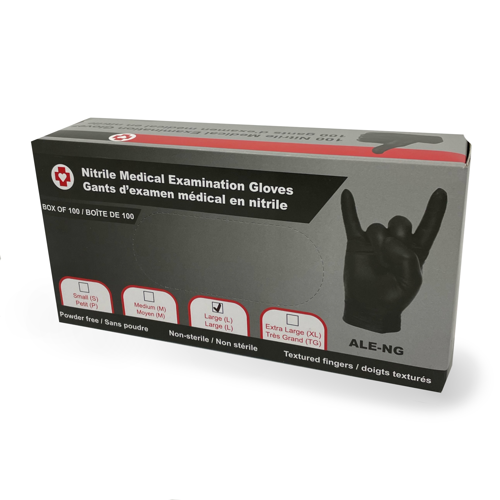 Large Black Nitrile Exam Gloves: Box of 100