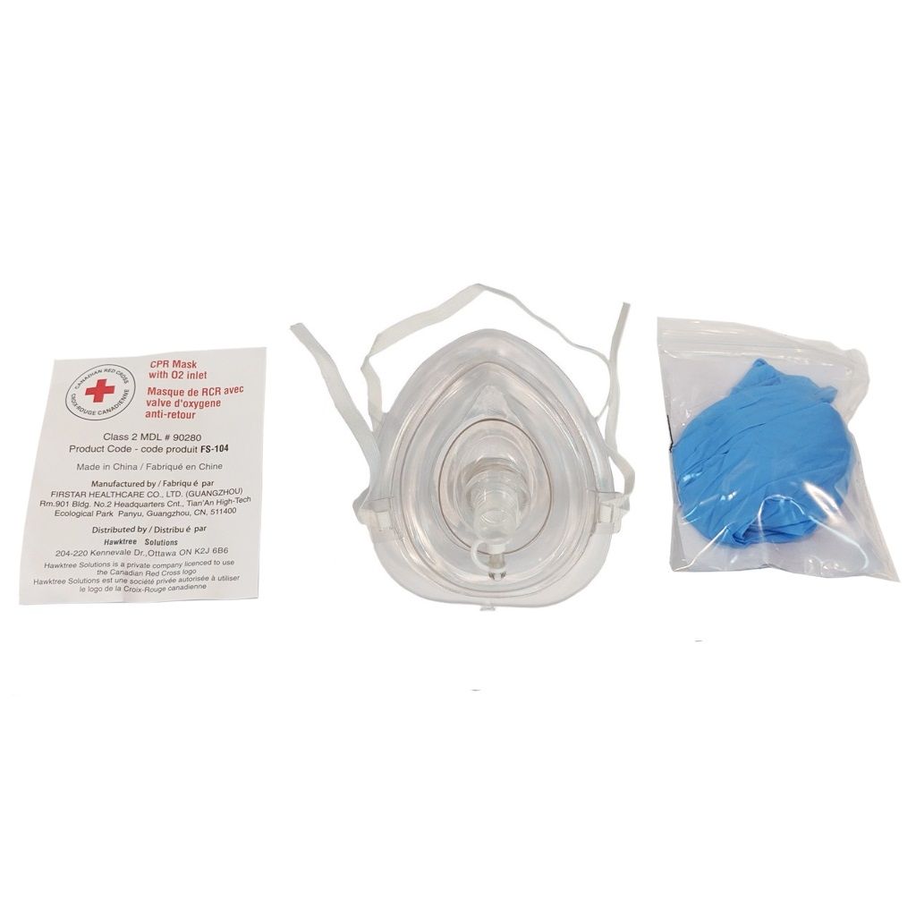 CPR Mask with O2 Inlet and Nitrile Gloves, Black image